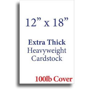 Extra Thick 12" x 18" Cardstock for Inkjet or Laser Printers - 100lb Cover 270 GSM Heavy Printer Paper - Matte Finish White - Great for Cards, Menu's, Posters, Covers (100 Sheet Pack)
