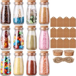 الجرار الزجاجية الصغيرة مع أغطية الفلين 3.4 أوقية، 12 حزمة زجاجات جرعة صغيرة مع سدادات الفلين، الجرار الصدف، قوارير زجاجية، جرة حبوب منع الحمل، جرة الإملائي، الجرار الزبادي، الجرار الزجاجية الصغيرة للنباتات، هدايا الحفلات in Kuwait