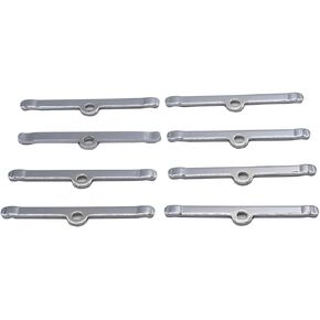 8 pcs/set SHLPDFM Chrome Silver 4-3/4" Valve Cover Spreader Bars Hold Down Tabs Fits for Chevy SBC 283 305 327 350 383 400
