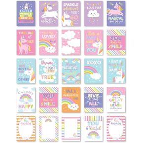 Hadley Designs 25 Unicorn School Lunch Box Notes For Kids, Inspirational Motivational Cards Boys Girls From Mom, Encouraging Teens, Thinking of You Positive Affirmation Encouragement Lol Fun Love