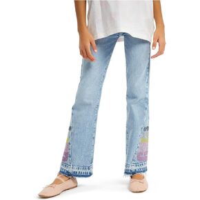 GUESS Girls' Stretch Denim Flare Rhinestone Jeans