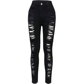 Floerns Girl's Ripped Distressed Zip Up Skinny Jeans Cropped Denim Pants