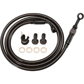 MoKitDora 46.5" Stainless Steel Braided Front Brake Lines Oil Hose for Harley 2004-2023 Sportster 2018-up Softail Models 14" Handlebar without ABS, Black