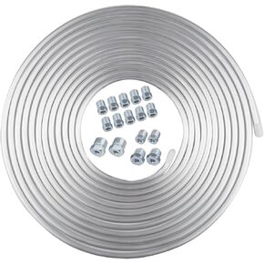3/16" OD Brake Line Kit, 25FT Alumal Tubing with Fittings, Includes 16 Nuts, Wall Thickness: 0.03-inch(0.75mm), Corrosion Preventive, High Pressure Resistance, Easy to Bend