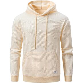 JMIERR Mens 2024 Hoodies Sweatshirts Geometric Texture Hooded Collar Drawstring Long Sleeve Casual Pullover Shirt