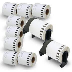 BETCKEY - Compatible Continuous Film Labels Replacement for Brother DK-2212 (2.4 in x 50 ft), Use with Brother QL Label Printers [10 Rolls + 2 Reusable Cartridges]