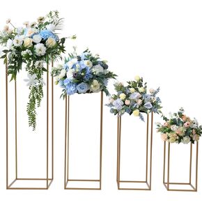 DYRABREST Wedding Flower Stand Wedding Metal Vase Stand Column Vases Stand Detachable Flower Rack, Iron Flower Stand, Rectangular Frame Flower Rack Geometric Stand for Wedding Party Decoration