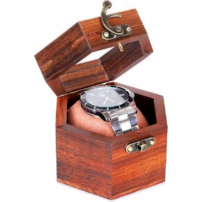 Travel Watch Box for Men, Single Watch Display Case Mens Watch Box Organizer, Dark Indian Rosewood Watch Cases for Men, Watch Storage Box, Valentines Gift Watch, Vintage Organizer for travel