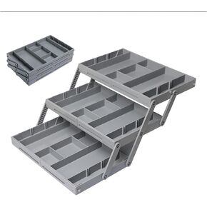 3 Tier Drawer Organizer, Expandable Junk Drawer Organizer, Smart Drawer Organizer Multi Level, Collapsible Shallow Storage Drawers Tray Desk Organizer for Makeup, Jewelry
