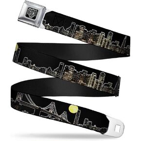 Buckle-Down Seatbelt Belt - San Francisco w/Moon Vivid Skyline Black - 1.0" Wide - 20-36 Inches in Length