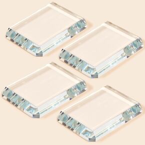 4 Pcs Rectangular Glass Paperweight Clear Glass Block Paperweight Decorative Tiles Paper Weights for Book Crafts Projects Home Decor Ornaments