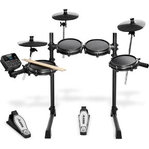 Alesis Turbo Mesh Kit – Electric Drum Set With 100+ Sounds, Quiet Mesh Drum Pads, Drum Sticks, Connection Cables, Drum Lessons