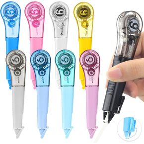 9 Pack White Out Pens 1/5" X 236", 9 Color White Out Correction Tape Pen Comfortable Pen Shape Easy to Use Applicator for Instant Correction Students School Office Supplies