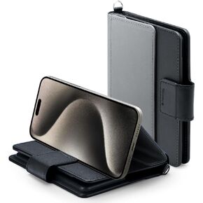 Caseology Nano Pop Passport Holder for Travel [Stand Feature with RFID blocking] Wallet for Women and Men, with Card Slot Case (2024) - Black Sesame