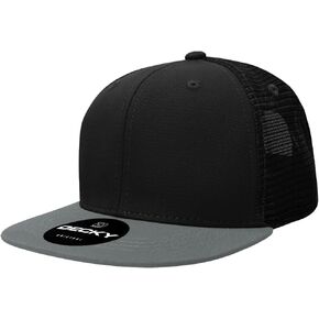DECKY Boys Youth 6 Panel High Profile Structured Cotton Trucker, Black/Charcoal Baseball Cap, Multi