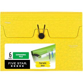 Five Star Expanding File Organizer, 6-Pocket Accordian File Organizer, Bungee Closure, Holds 11" x 8-1/2", Black (72391)