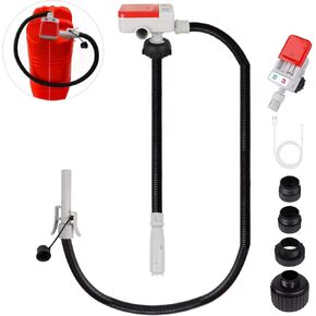 Fuel Transfer Pump (3.2GPM) with Hand Nozzle for Quick Stop Flow Control, 51" Hose Automatic Transfer Pump with 4 Tank Adapters, USB and Battery Powered Portable Liquid Pump for Oil, Gasoline, Diesel