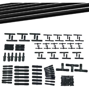 Ucreative 1/8 بوصة 5/32 بوصة 3/16 بوصة 1/4 بوصة 5/16 بوصة 3/8 بوصة مجموعة خرطوم أنابيب فراغ السيليكون للسيارات عالية الأداء 6 قطع 10 قدم مع 113 قطعة موصلات نايلون (أسود) in Kuwait