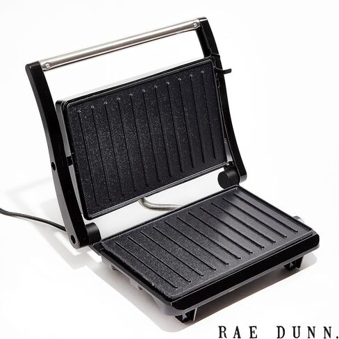 صانع Rae Dunn Panini - شواية ضغط 750 وات مكونة من شريحتين مع أضواء مؤشر | يفتح 180 درجة | تدفئة على الوجهين | طهي غير لاصق | مقبض رائع الملمس | سهل التنظيف، كريمي in Saudi Arabia