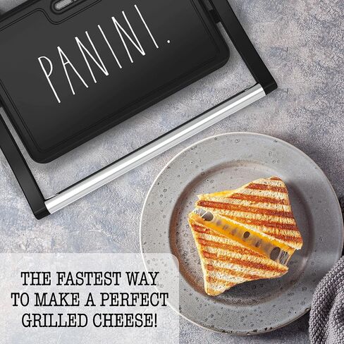 صانع Rae Dunn Panini - شواية ضغط 750 وات مكونة من شريحتين مع أضواء مؤشر | يفتح 180 درجة | تدفئة على الوجهين | طهي غير لاصق | مقبض رائع الملمس | سهل التنظيف، كريمي in Saudi Arabia