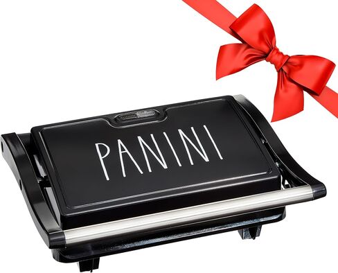 صانع Rae Dunn Panini - شواية ضغط 750 وات مكونة من شريحتين مع أضواء مؤشر | يفتح 180 درجة | تدفئة على الوجهين | طهي غير لاصق | مقبض رائع الملمس | سهل التنظيف، كريمي in Saudi Arabia