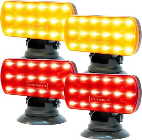 VULCAN High Intensity Magnetic LED Flasher - Amber - Runs on Four Standard AA Batteries - Includes Adjustable Magnetic Base - 4 Pack in Saudi Arabia