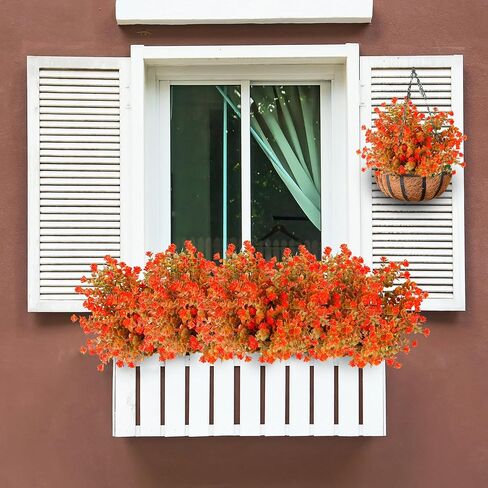 Sggvecsy 12 Bundles Artificial Flower Fall Eucalyptus Plants Fake Bushes Boxwood Shrubs Outdoor Greenery UV Resistant Faux Plastic Plants for Home Garden Indoor Fall Thanksgiving Autumn Decor (Fall) in Saudi Arabia