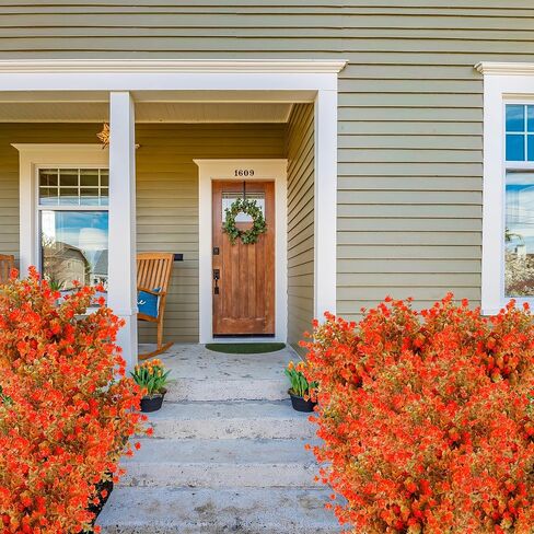 Sggvecsy 12 Bundles Artificial Flower Fall Eucalyptus Plants Fake Bushes Boxwood Shrubs Outdoor Greenery UV Resistant Faux Plastic Plants for Home Garden Indoor Fall Thanksgiving Autumn Decor (Fall) in Saudi Arabia