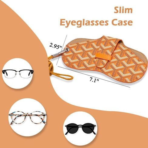 Slim Eyeglasses Case, Sunglasses Case with Neck Strap, Soft Portable Eyeglasses Holder Pouch for Women and Men in Saudi Arabia