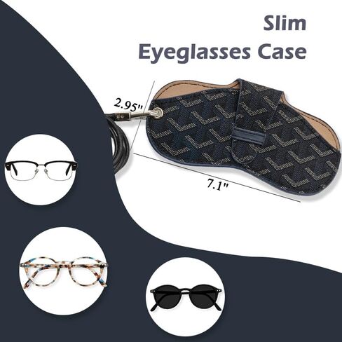 Slim Eyeglasses Case, Sunglasses Case with Neck Strap, Soft Portable Eyeglasses Holder Pouch for Women and Men in Saudi Arabia