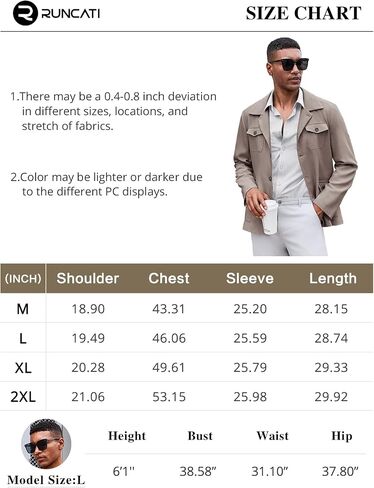 Runcati Men's Lightweight Safari Jacket Casual Slim Fit Work Coat Button Down Multi Pocket Outwear in Saudi Arabia