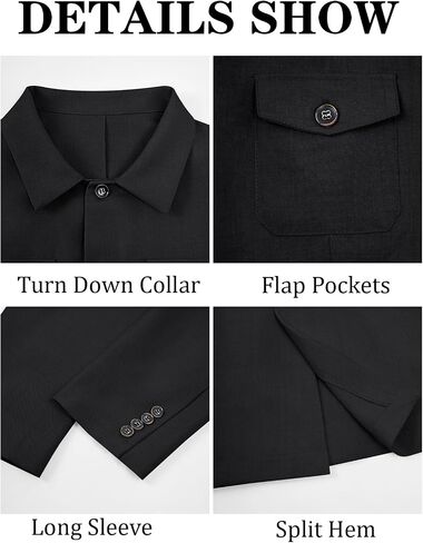 Runcati Men's Lightweight Safari Jacket Casual Slim Fit Work Coat Button Down Multi Pocket Outwear in Saudi Arabia