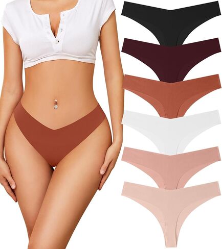 Seamless Underwear For Womens Thongs 6 Pack No Show Sexy Thongs Seamless Stretch Breathable Invisible Women Panties in Saudi Arabia