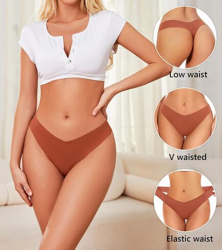 Seamless Underwear For Womens Thongs 6 Pack No Show Sexy Thongs Seamless Stretch Breathable Invisible Women Panties in Saudi Arabia