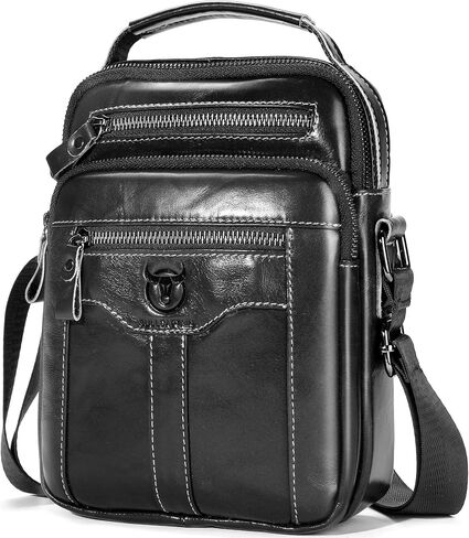 Leather Crossbody Bags for Men Casual Shoulder Bag Travel Messenger Bag Vintage Handbag Multi Pocket Satchel in Kuwait