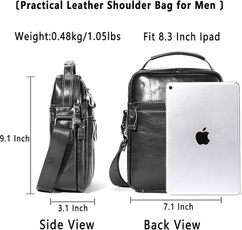 Leather Crossbody Bags for Men Casual Shoulder Bag Travel Messenger Bag Vintage Handbag Multi Pocket Satchel in Kuwait