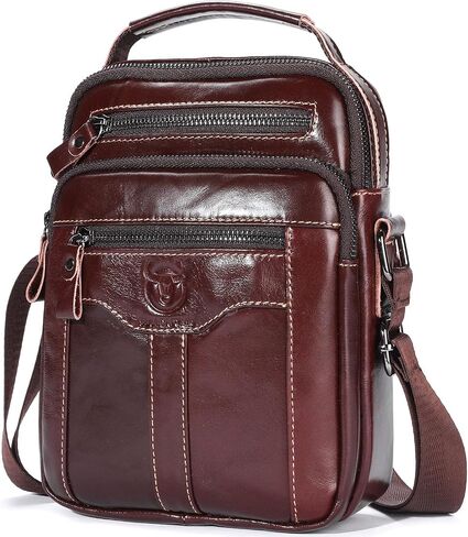 Leather Crossbody Bags for Men Casual Shoulder Bag Travel Messenger Bag Vintage Handbag Multi Pocket Satchel in Kuwait
