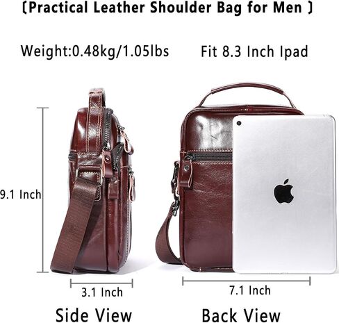 Leather Crossbody Bags for Men Casual Shoulder Bag Travel Messenger Bag Vintage Handbag Multi Pocket Satchel in Kuwait