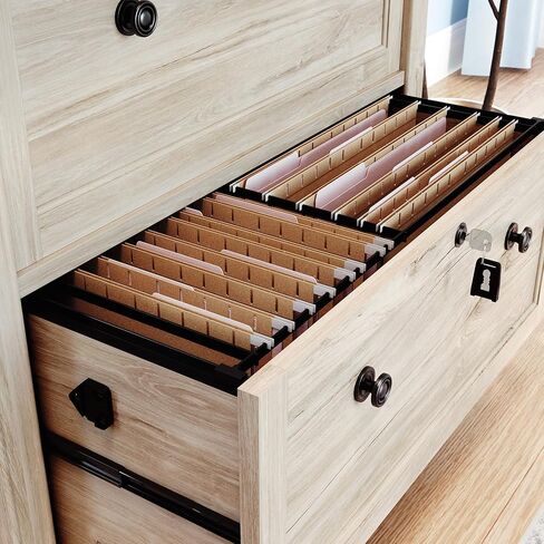 Sauder Hammond Lateral File, L: 32.87" x W: 20.55" x H: 30.0", Chalk Oak Finish in Kuwait