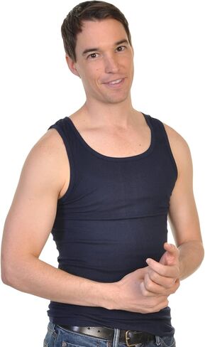 Swan Men's Ribbed Slim Fit Basic A-Shirt (6-Pack) in Saudi Arabia