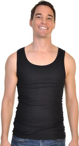 Swan Men's Ribbed Slim Fit Basic A-Shirt (6-Pack) in Saudi Arabia