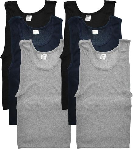 Swan Men's Ribbed Slim Fit Basic A-Shirt (6-Pack) in Saudi Arabia