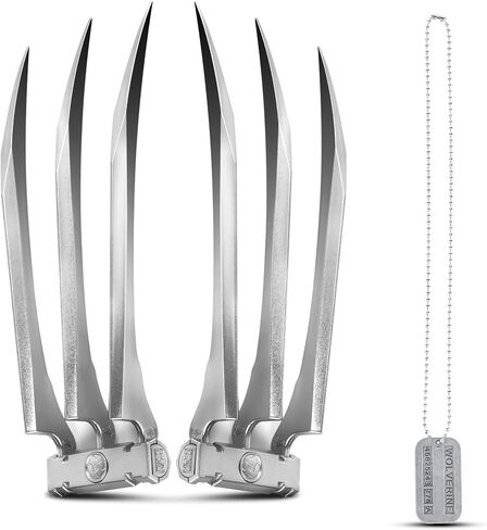 Superhero Claws, Wolverine Claws with Plastic Handles for Adults, Wolf Claws for Halloween Cosplay Props, Set of 2, One Pair Silver in Saudi Arabia