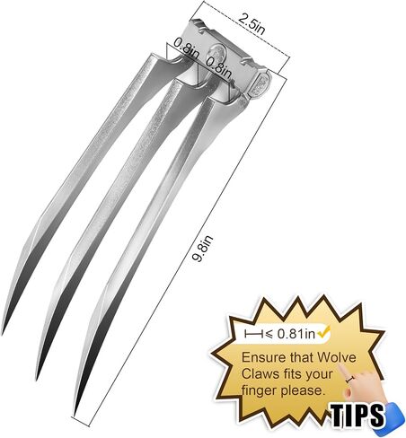Superhero Claws, Wolverine Claws with Plastic Handles for Adults, Wolf Claws for Halloween Cosplay Props, Set of 2, One Pair Silver in Saudi Arabia