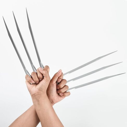 Superhero Claws, Wolverine Claws with Plastic Handles for Adults, Wolf Claws for Halloween Cosplay Props, Set of 2, One Pair Silver in Saudi Arabia