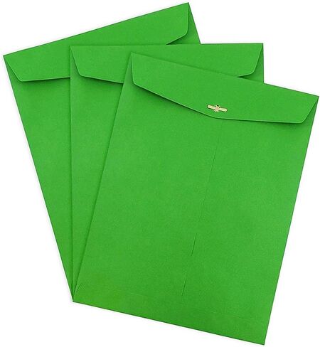 JAM PAPER 10 × 13 مظروف ملون كتالوج مفتوح النهاية مع مشبك إغلاق - أخضر معاد تدويره - 100/عبوة in Saudi Arabia