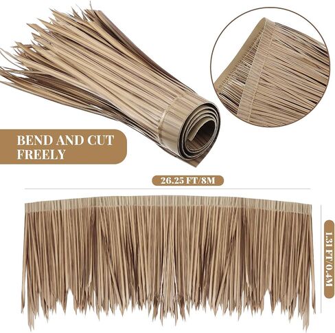 Mexican Tiki Hut Grass Skirting Roof Tiki Bar Grass Duck Blind Grass for Thatch Roofing Tiki Bar Decorations Roll Palm Palapa Straw Thatch Roof for Fence Party (Brown,315 x 15 Inch) in Saudi Arabia