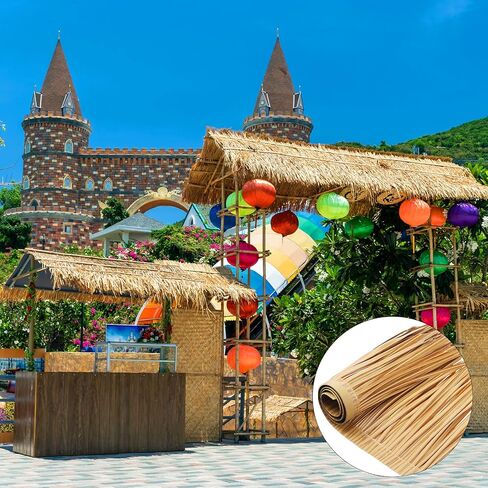 Mexican Tiki Hut Grass Skirting Roof Tiki Bar Grass Duck Blind Grass for Thatch Roofing Tiki Bar Decorations Roll Palm Palapa Straw Thatch Roof for Fence Party (Brown,315 x 15 Inch) in Saudi Arabia