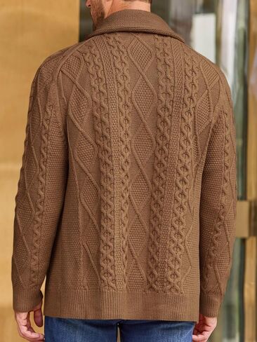 سترة صوفية رجالي بياقة شال من Runcati سترة محبوكة بأزرار سفلية ملابس خارجية للخريف والشتاء in Kuwait