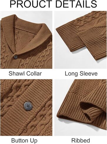 سترة صوفية رجالي بياقة شال من Runcati سترة محبوكة بأزرار سفلية ملابس خارجية للخريف والشتاء in Kuwait